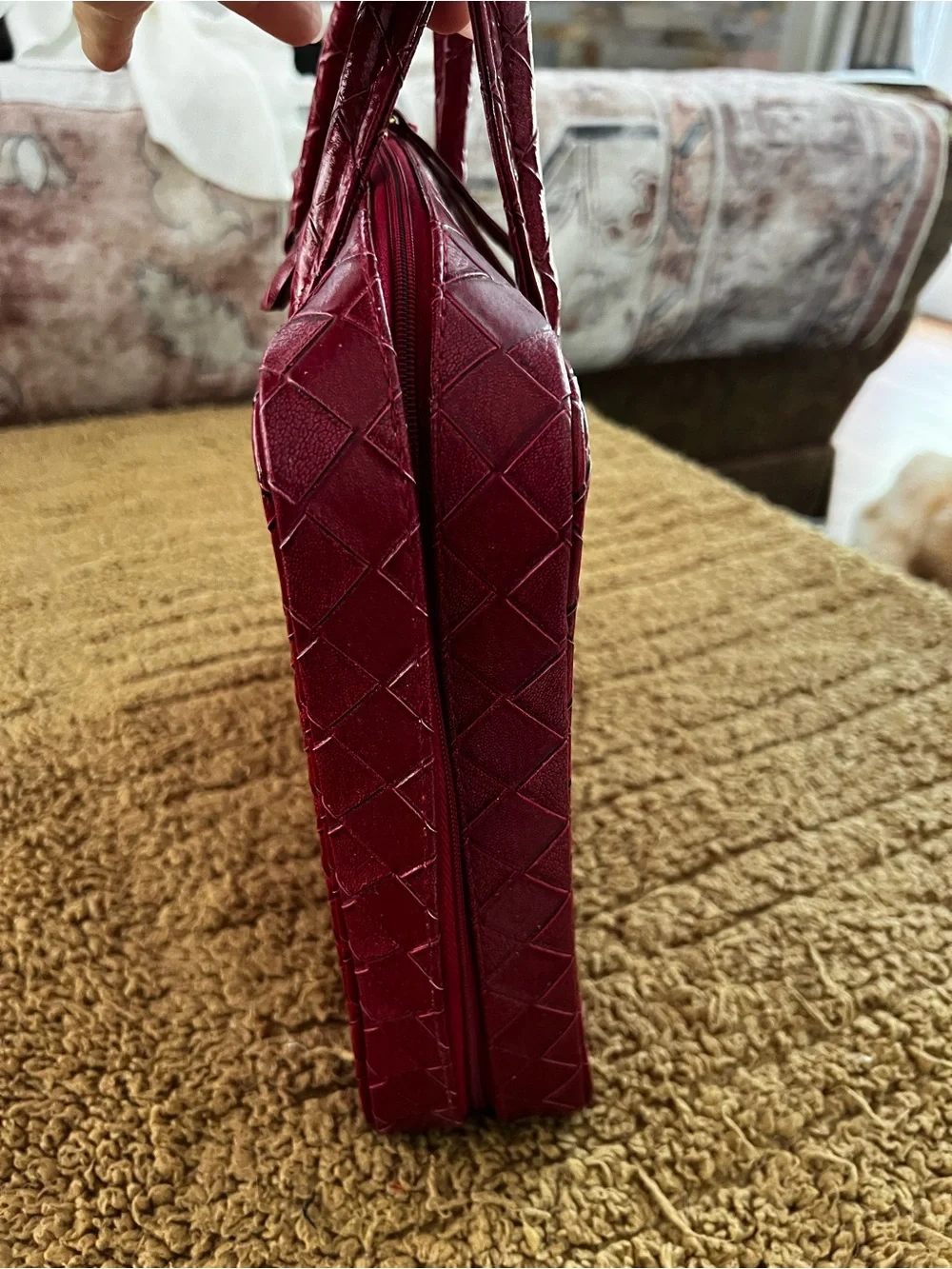 Estee Lauder Woven Laptop Bag in Deep Berry